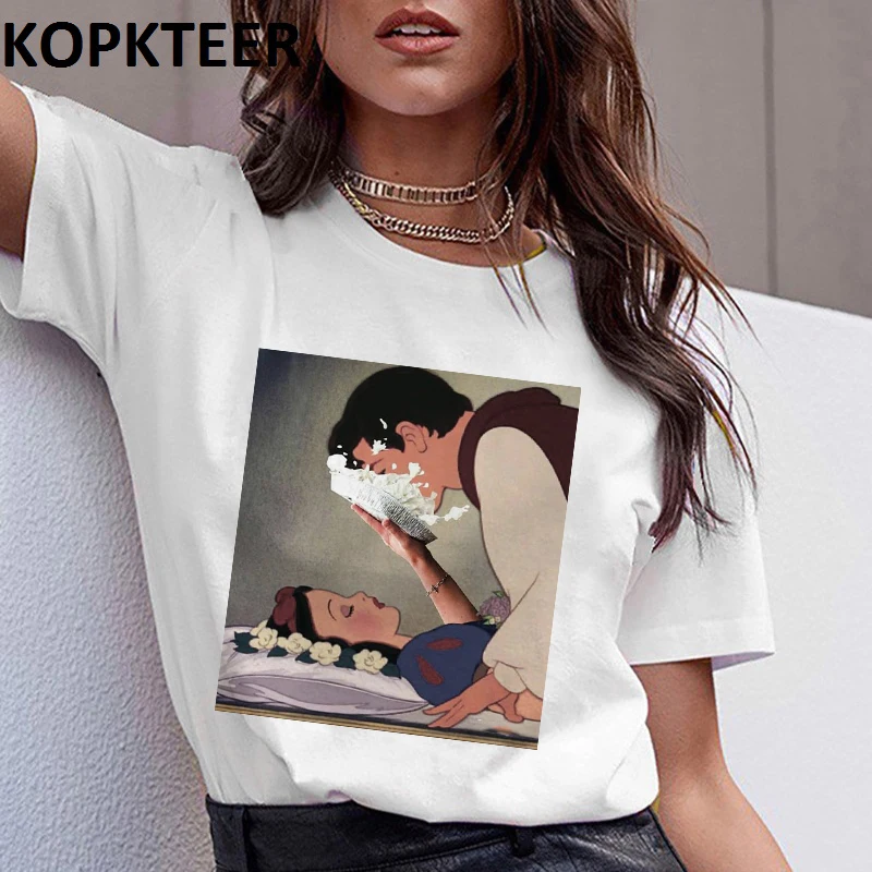 19White Женская одежда, футболка, Femme, Harajuku, футболка, принцесса, рисунок, графический Рисунок, футболки, уличная одежда, топы, корейский стиль, Винтаж, Camiseta Mujer - Цвет: 19White
