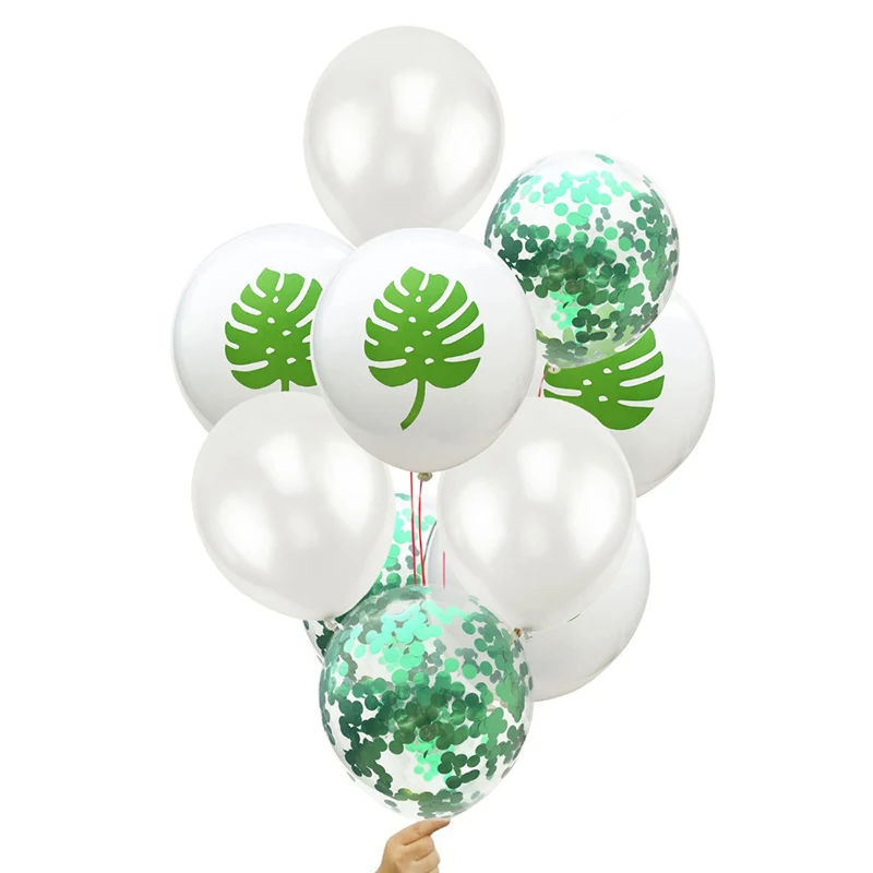 10 шт 12 дюймов конфетти латексные зеленые золотые воздушные шары белый лист