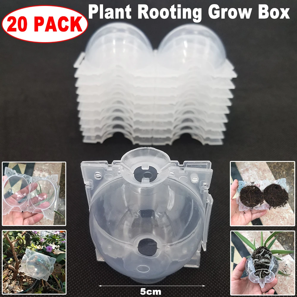 20pcs Plant Root Ball Reusable Grafting Rooting Growing Box Clear Plant Root Device High Pressure Layering Pod for Plant