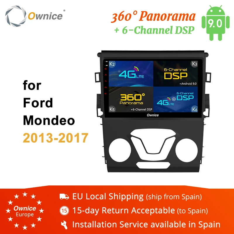Автомобильный DVD плеер Ownice Android 9 0 Восьмиядерный 2Din радио GPS для Ford Mondeo 2013 2017 360