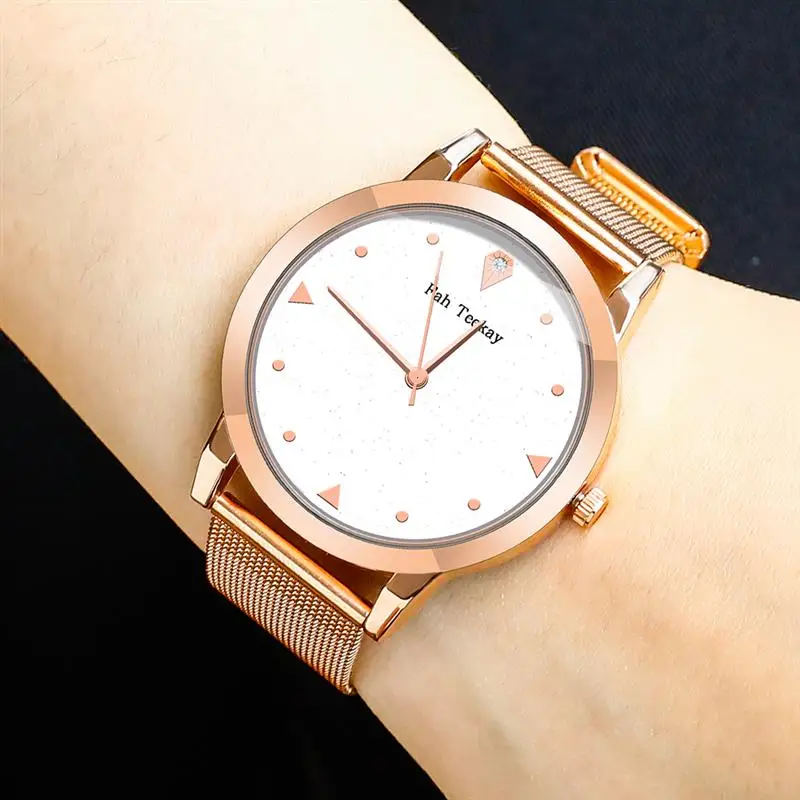 2019 женские черные часы с сетчатым ремешком из нержавеющей стали наручные