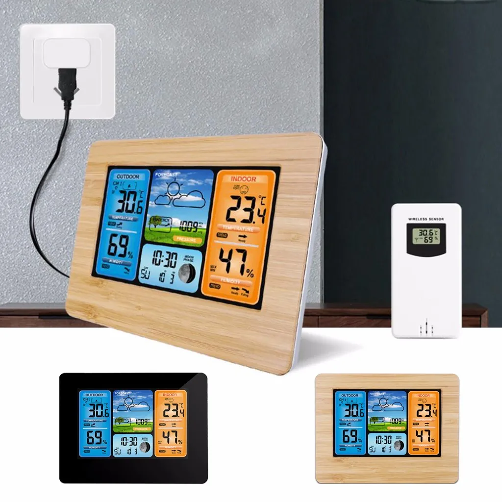 Метеостанция с часами цифровой измеритель температуры и влажности ЖК дисплеем