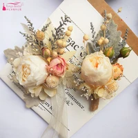 wedding sister group bride bridegroom rose corsage eternal flower wrist flower mori champagne real dried flowers dqg1273