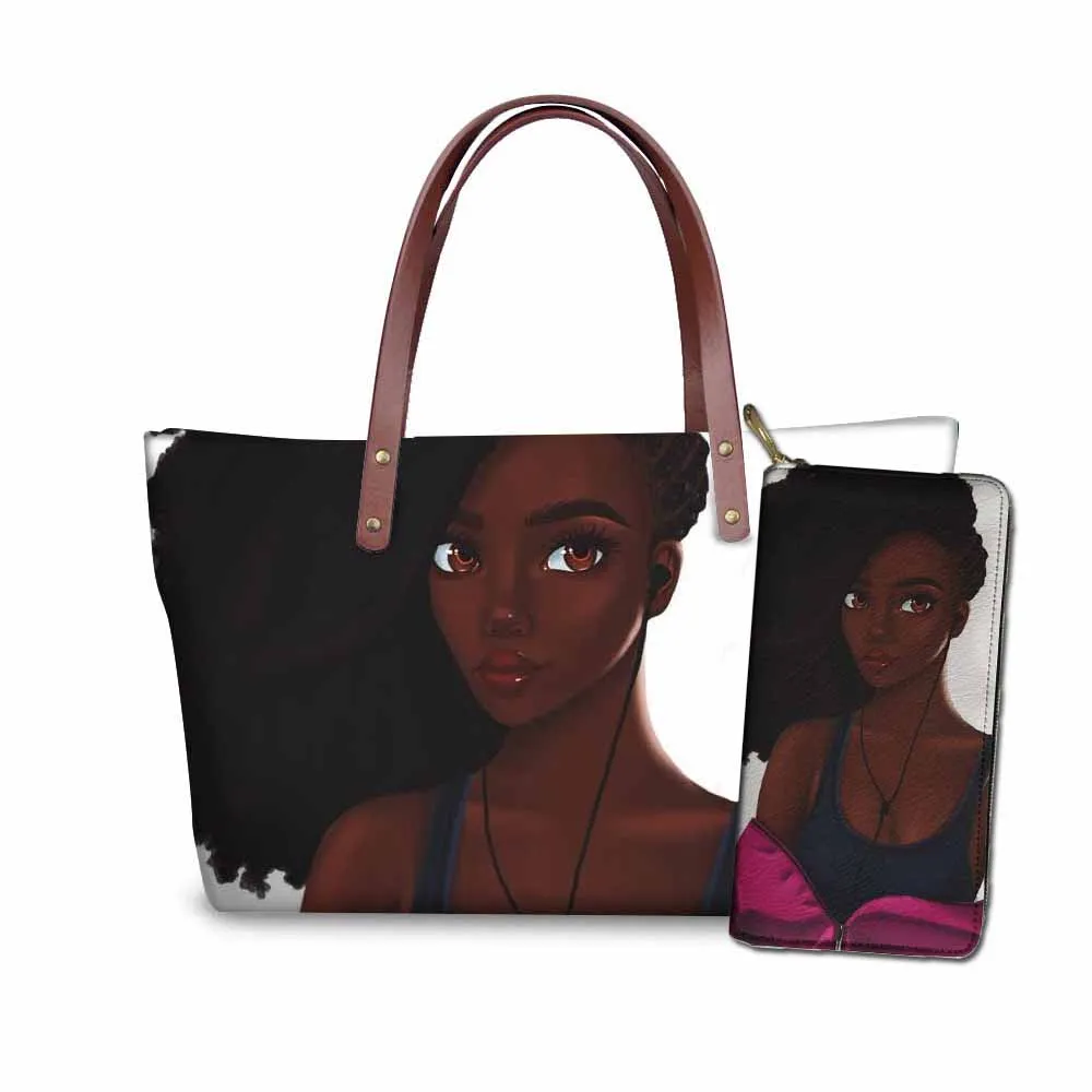 YQ4597ALZ21 FORUDESIGNS/черные женские художественные африканские сумки для девочек дамские Роскошные Дизайнерские Сумочки и сумочки для женщин 2 шт./компл. сумки на плечо - Цвет: YQ4597ALZ21