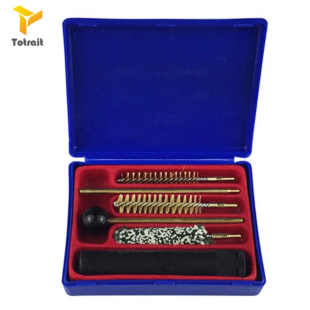 

TOtrait 6Pcs Copper Pistol Hunting Gun Cleaning Tool Kit Accessories Rifle Gun Brush Mop Storage Handle For cal.38/357/9mm Hunt