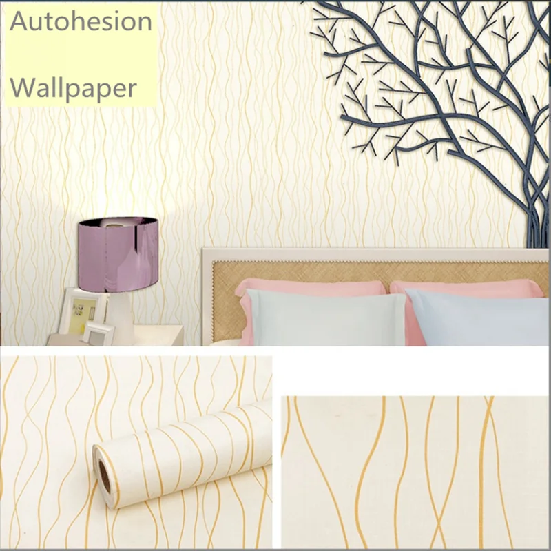 

Modern Striped Wallpaper Removable Self-adhesive Film DIY Room Decorative Wall Sticker Can Be Used In Living Room, Bedroom PVC