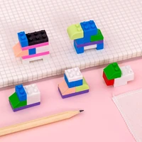 1 set puzzle blocks splicing shape eraser student creative novelty kids rubber stationery pencil eraser office school supplies