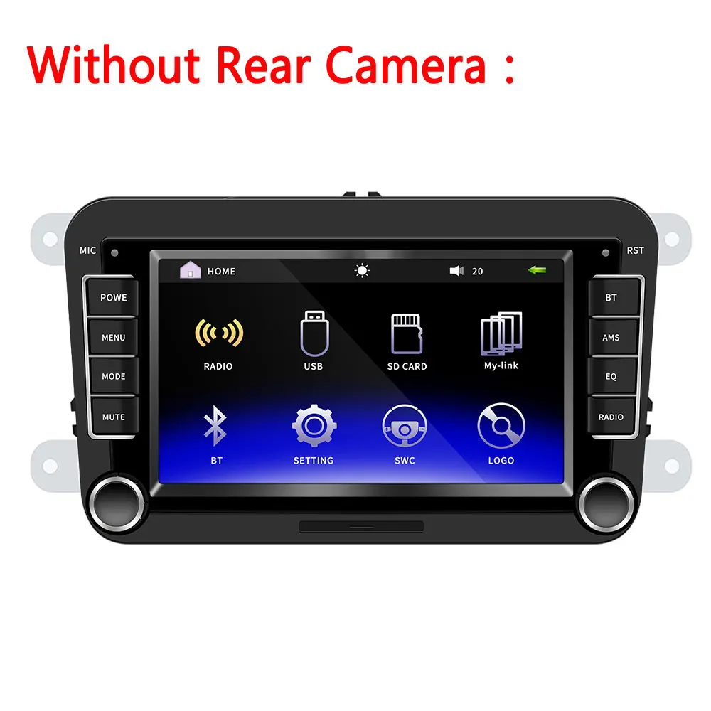 Without Rear Camera Podofo Автомобильный мультимедийный 7 ''автомобильный Радио Аудио Bluetooth Авторадио сенсорный экран MP5 плеер FM Радио Android и IOS зеркальная ссылка для VW - Цвет: Without Rear Camera