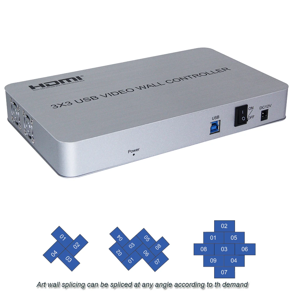 USB3.0 HDMI 4K настенный видеоконтроллер 3x3 HDTV LCD DJ видео процессор адаптер 1x9 hdmi