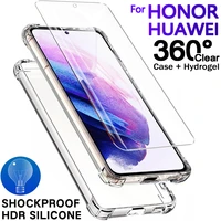 360 clear cover case for honor 50 20 10 60 pro 10i 20i 8x 9x huawei p50 p40 p20 p30 lite pro cases with screen protector film