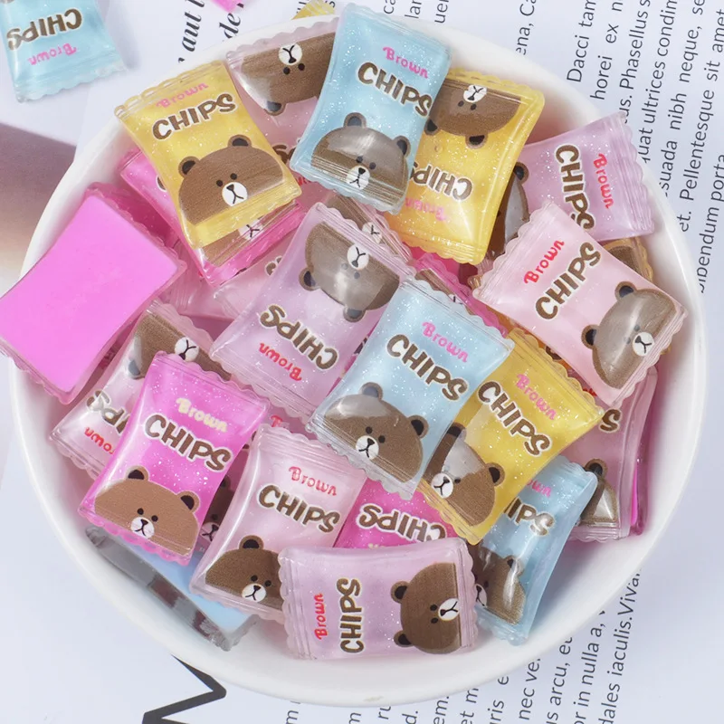 

10Pcs resin bear candy mobile phone shell accessories stationery box DIY material earrings hair accessories jewelry production