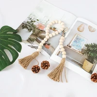 rustic farmhouse wood bead garland with tassels wall hanging decorative home decoration crafts ornaments
