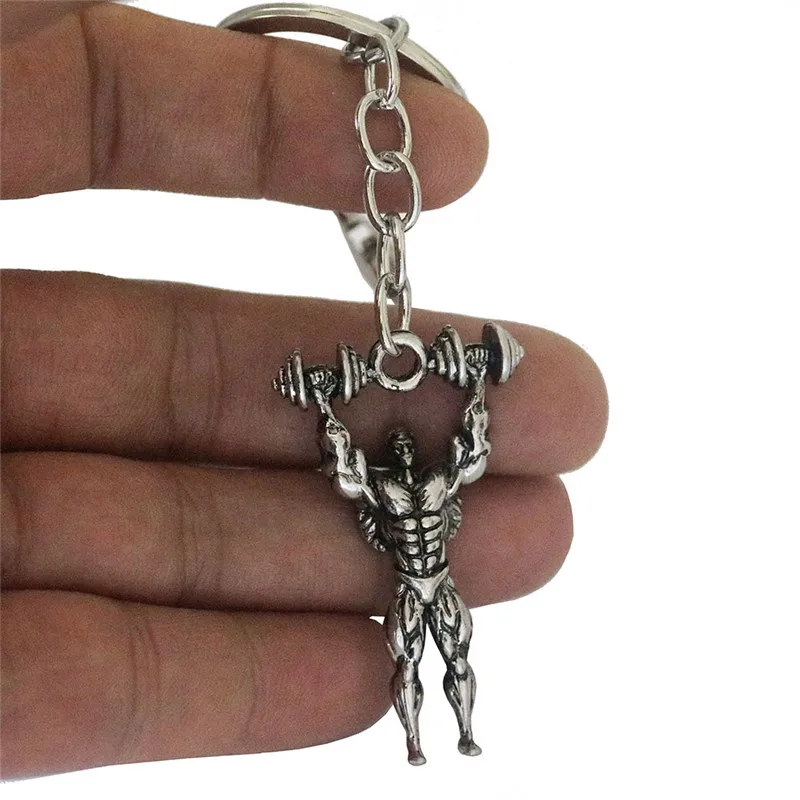 Гантели мышцы человек брелок Тяжелая Атлетика Фитнес брелки для автомобиля