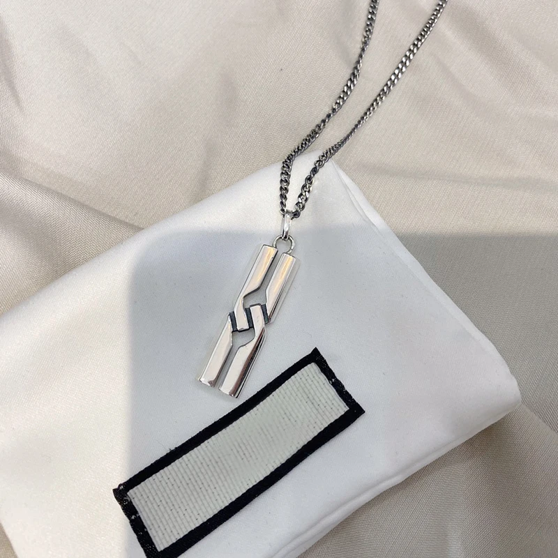 

925 Sterling Silver Bar Necklace Couple Light Luxury Jewelry Brand Men And Women Fashion All-match High Quality Luxury Necklace