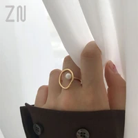 zn fashion imitation pearl rings for elegant women creative geometric party wedding engagement fine jewelry accessories gifts