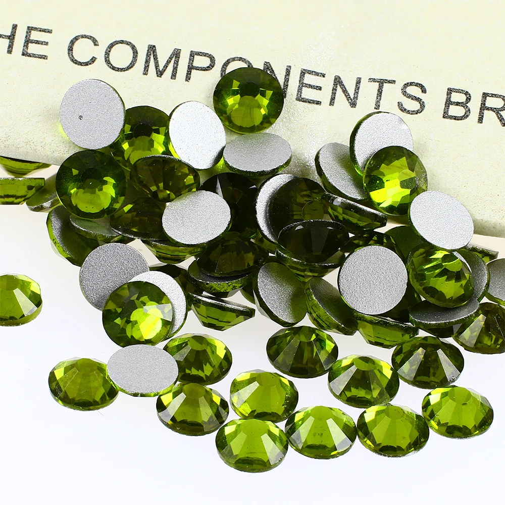 Стразы без горячей фиксации аппликация Блестящие кристаллы оливина страз камень