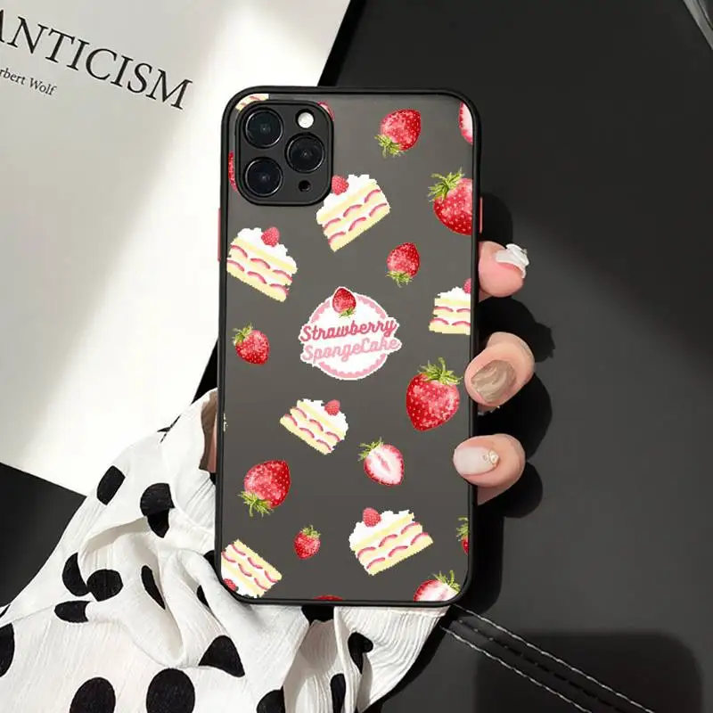 

strawberry Phone Case For iphone 12 11 7 8 plus mini x xs xr pro max matte transparent cover