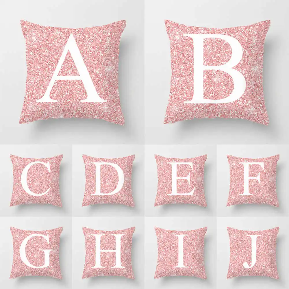 

Home decor Pink Letter Printed Pillow case cushion Cover Throw Pillow sofa livingroom Decorative body Pillowcase Polyester 45*45