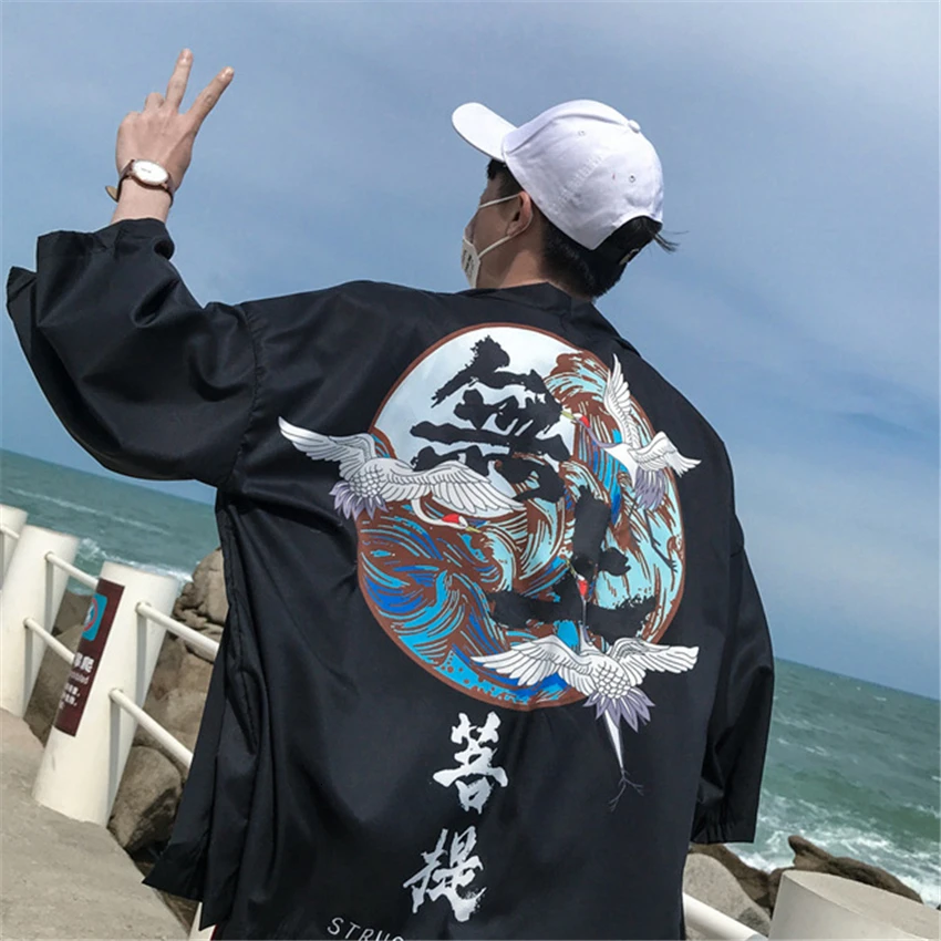 Новинка 2019 летнее кимоно в японском стиле для мужчин Haori кардиган пальто женское