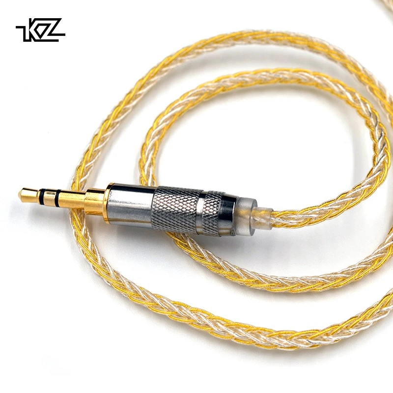Kz fones de ouvido ouro e prata, atualização cabo fio para zs10 pro zsn as10 as06 zst es4 zsn pro ba10 es4 zsx c12