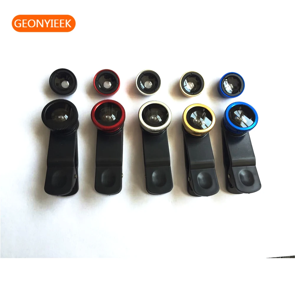 

3-in-1 Wide Angle Macro Fisheye Lens Camera Kits Mobile Phone Fish Eye Lenses with Clip 0.67x for iPhone Samsung All Cell Phones