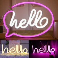 hello neon light led wall lights store greeting signs home decor night lamp party wedding window shop battery usb powered