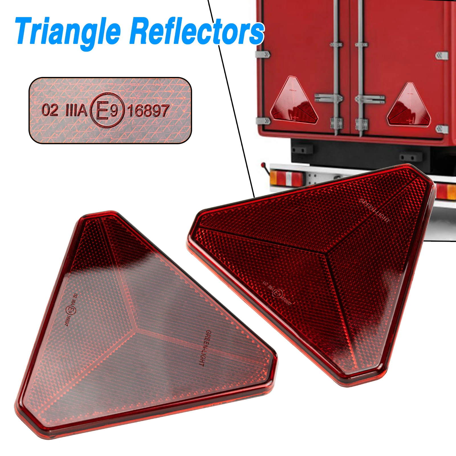 

2Pc Triangle Reflector Safety Alert Sign Strip Reflective Red Stickers Universal Camper Lorry Caravan Truck Trailer Bus