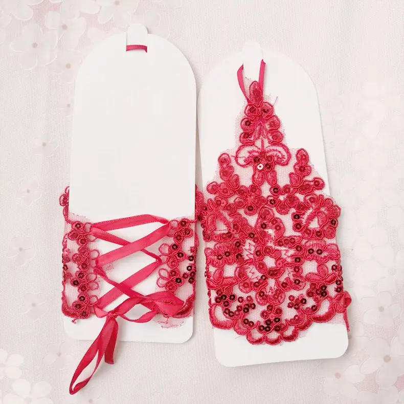 2020 best-selling wedding gloves bride fingerless children's lace women white/red | Свадьбы и торжества