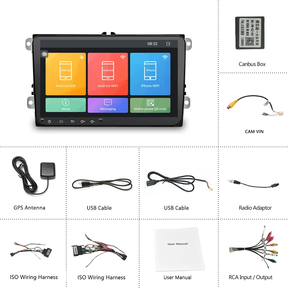 Podofo Android 8 1 2 Din Автомобильный Радио 9 &quotGPS мультимедийный плеер Wifi Зеркало Ссылка