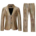 Мужской блестящий пиджак с блестками, однобортный костюм из 2 предметов (Блейзер + брюки), костюм для вечеринки, свадьбы, банкета, смокинг, мужской