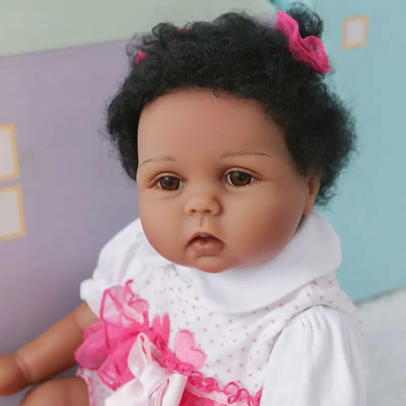 

55cm Realistic Doll Soft Body Vinyl Toddler Babies Lifelike Curly Girl Bear Toy Birthday Christmas Gift for Children
