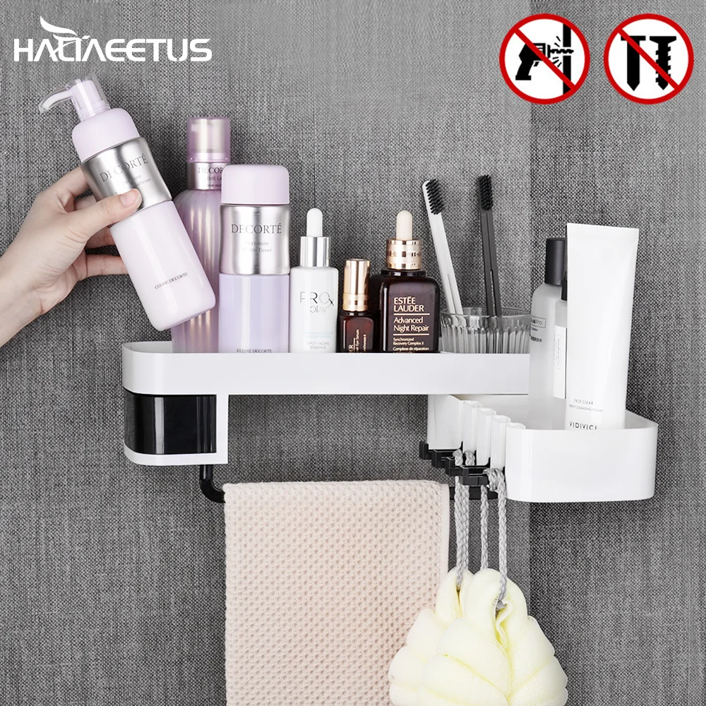 

Corner Bathroom Organizer Shelf Shampoo Tray Stand Waterproof Household Wall Mount Storage Cosmetic Kitchen Bath Accessories