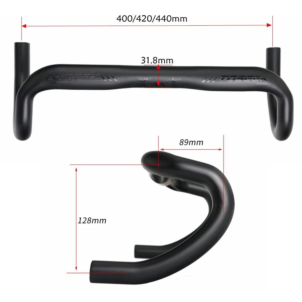 Дешево Матовый черный полный UD Руль из углеродного волокна для велосипеда, дорожный велосипедный руль, изогнутый руль 31,8*400/420/440 мм