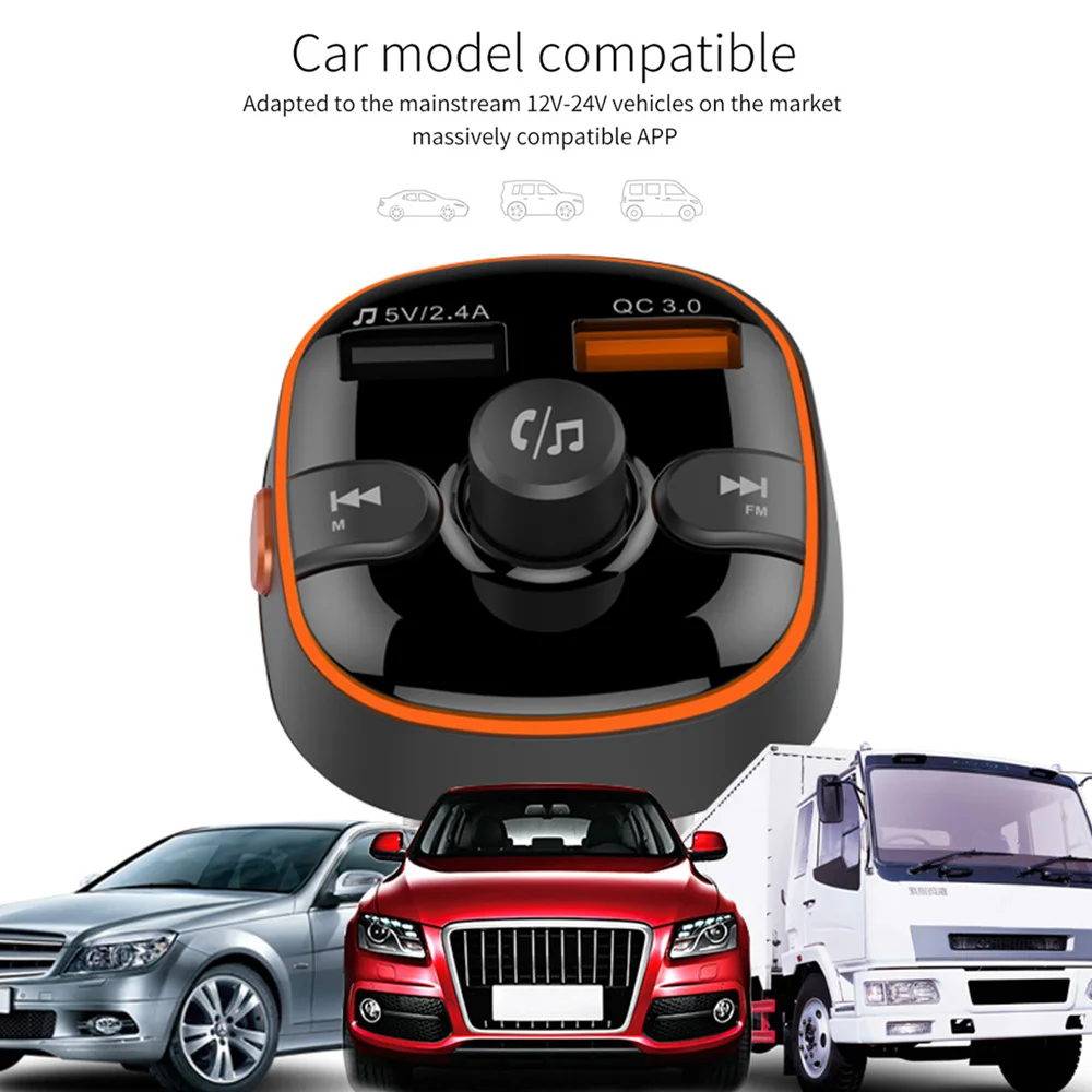 Беспроводной Hands-Free fm-передатчик Bluetooth 5 0 стерео MP3-плеер режим дыхания 7 цветов