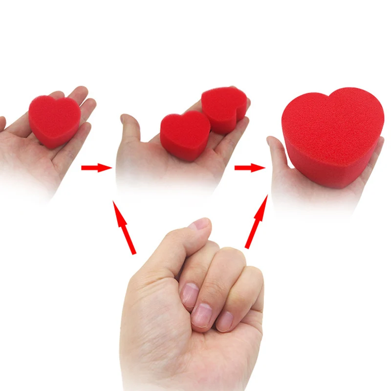 

1 Big 4 Small Magic Sponge Heart Carefully Loved Each Other Stage Magic Props Close-up Magic Street Performance Toys