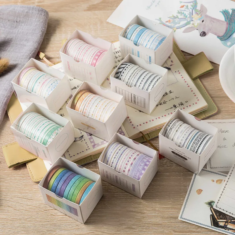 

10 Pcs/set Washi Tape Fresh Creative Colorful Student Diy Manual Basic Material Stickers School Supplies Stationery Supplies