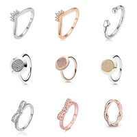women 925 sterling silver rings rose gold diy big ring cute bowknot finger ring for women wedding party jewelry