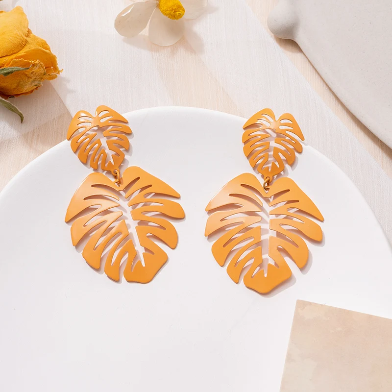 

Fashion Statement Acrylic Round Drop Yellow Earrings For Women Geometric Leaf Tassel Flower Metal Earrings 2020 Trend Jewelry