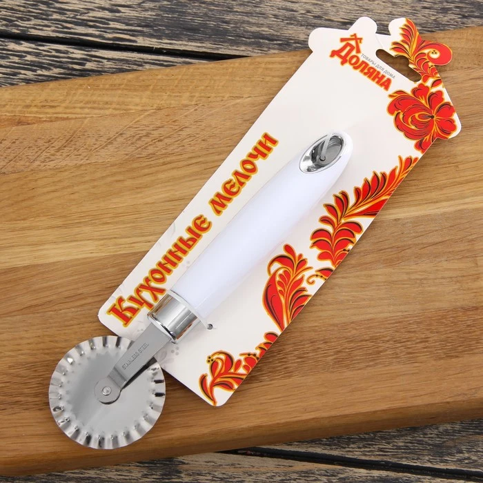 Нож для пиццы и теста Доляна Скина 20 5 см ребристый белый | Дом сад