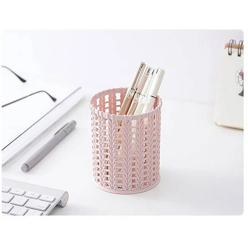 Пластиковый полый цилиндр ротанга настольный домашнее хранилище корзина