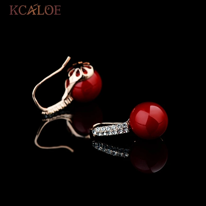 KCALOE Красные Серьги Ювелирные Изделия Модные Женские Висячие Серёжки Из Имитации