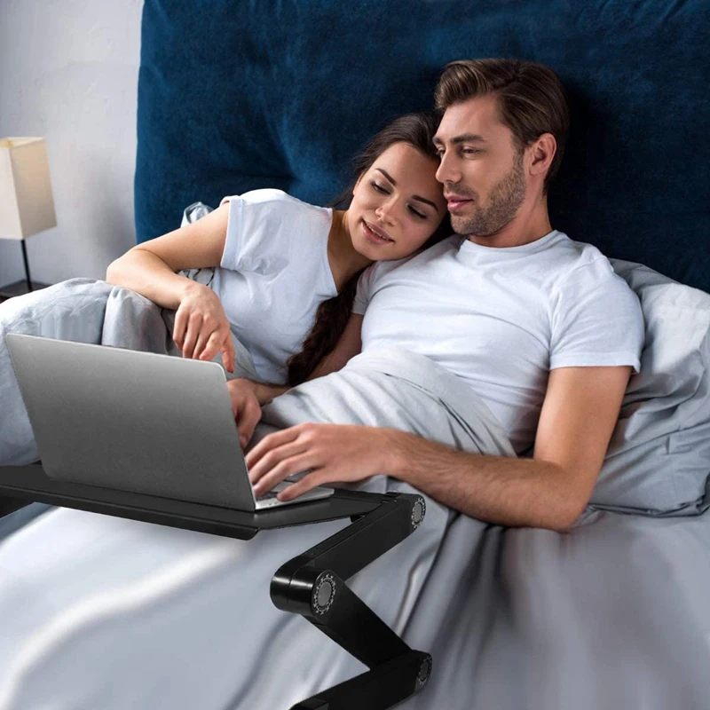 

Adjustable Laptop Bed Table Computer Stand, Laptop Notebook Stand Reading Holder with Large Cooling Fan & Mouse Pad