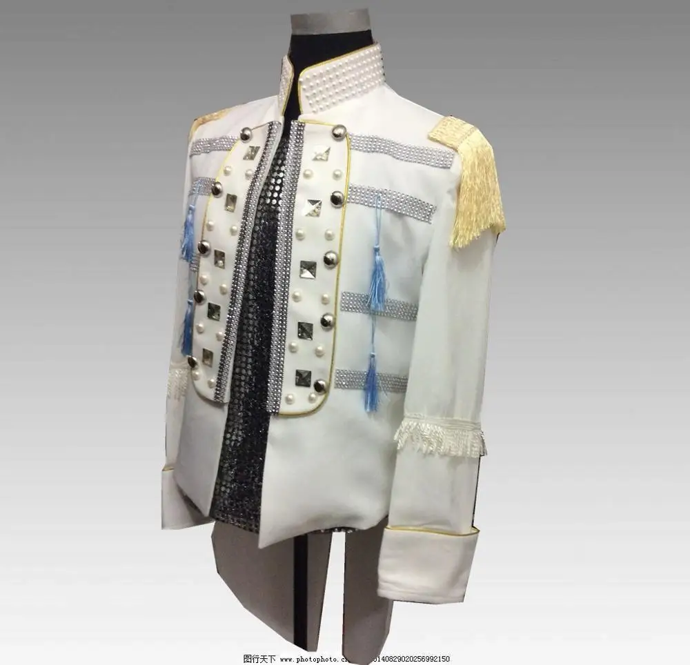 Британская мода Белый Кристалл Жемчужный мужской смокинг Европейский драма