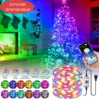 RGB Рождественская светодиодная гирлянсветильник s, уличное управление через приложение, Bluetooth, водонепроницаемая сказочная гирлянда для елки, спальни, украшение, праздничное освещение