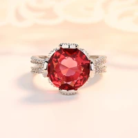 rose red zircon womans ring hot sale s925 silver plated jewelry party gift cubic zirconia ring classic girl accessories