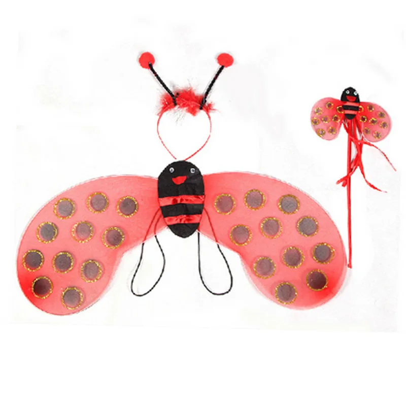 

Children Girls Princess Bee Ladybug Wings Headband Magic Wand Props Xmas Fancy Dress Cosplay Halloween Costume
