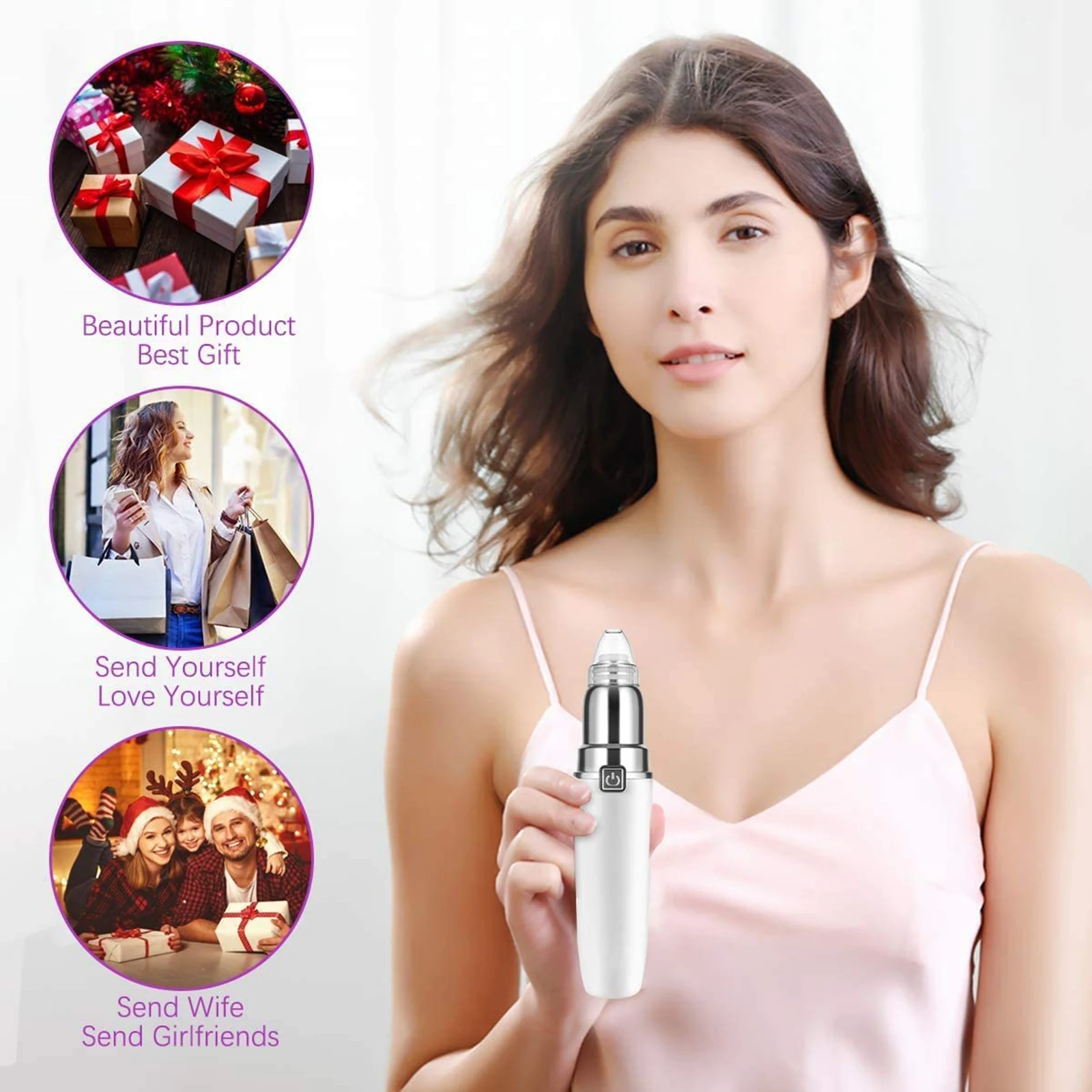 

Blackhead Remover Vacuum Electric Pore Cleanser with 4 Replacement Suction Head & 5pcs Pimple Comedone Extractor Tool