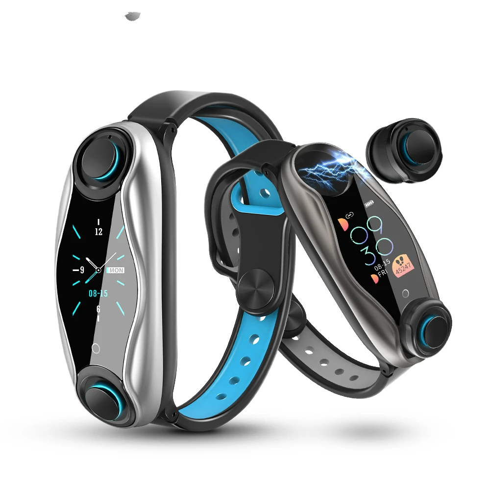 Смарт часы фитнес Браслет беспроводные Bluetooth наушники 2 в 1 5 0 чип IP67
