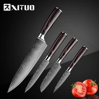 xituo 4 pcs stainless steel kitchen knives set laser damascus pattern knives 8 chef knife japanese kitchen knife ultra sharp