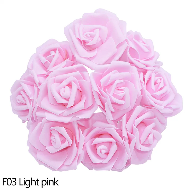 F03 light pink 10 шт., 8 см, искусственные розы из пенополистирола, для свадьбы, моста, букета, дома, сада, вечерние украшения, сделай сам, венки, товары для рукоделия - Цвет: F03 light pink
